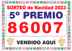 Premio repartido por Loter&iacute;a del Rosario &mdash; Navidad 2023 &middot; 86007